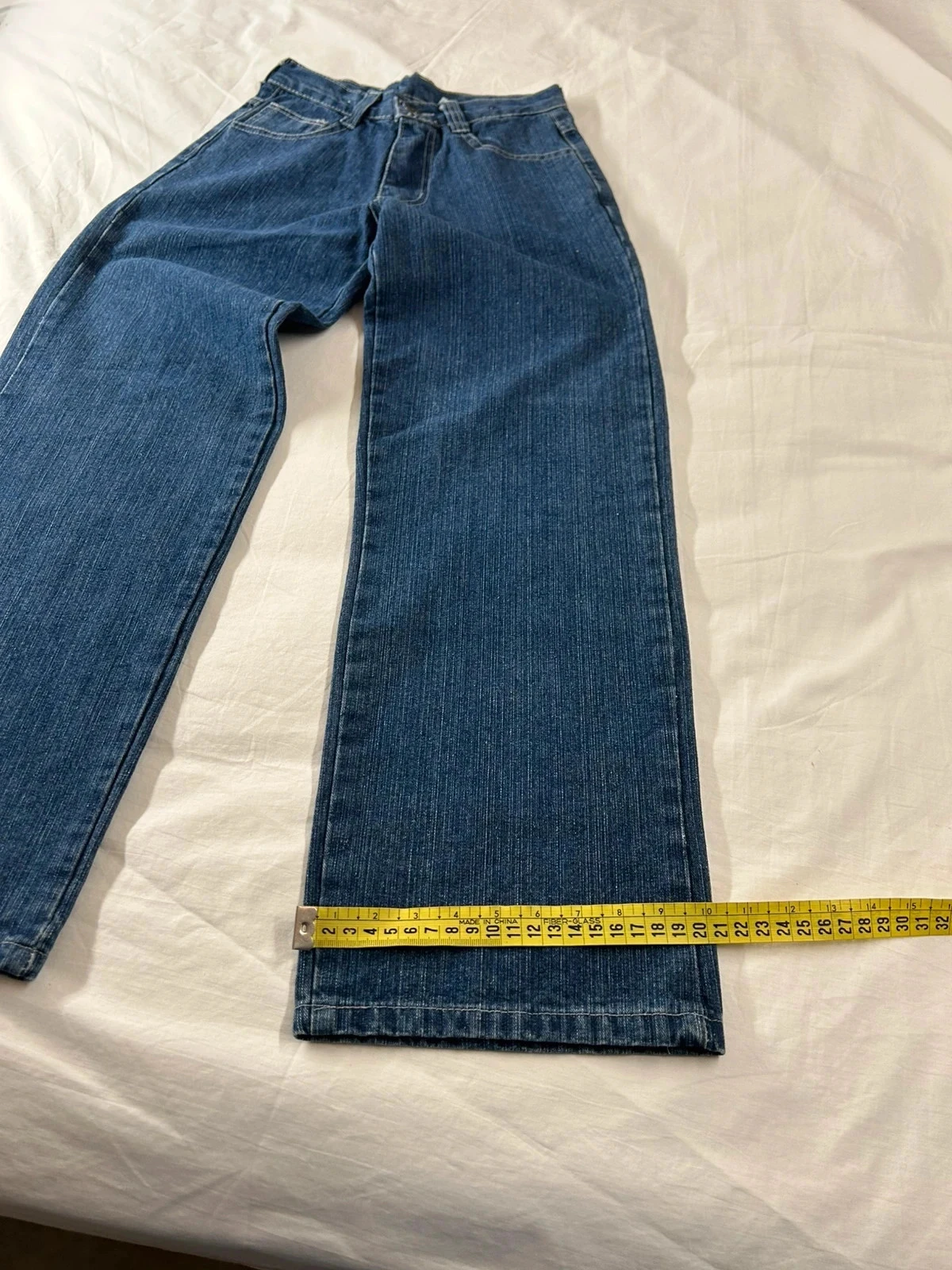 Marineblauwe vintage hoge taille jean – photo 5